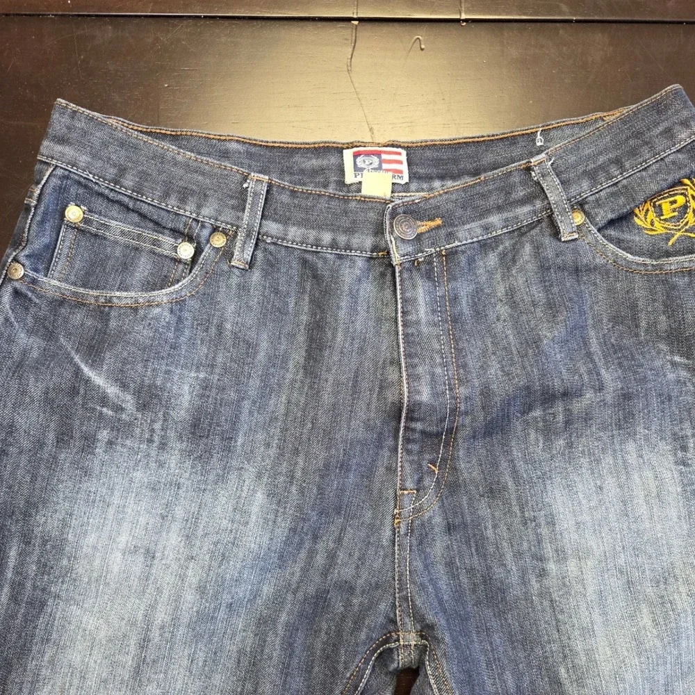 Phat Farm Mens Slim Fit Denim Jeans Blue NC26858 36x32 Y2K Hip Hop Style